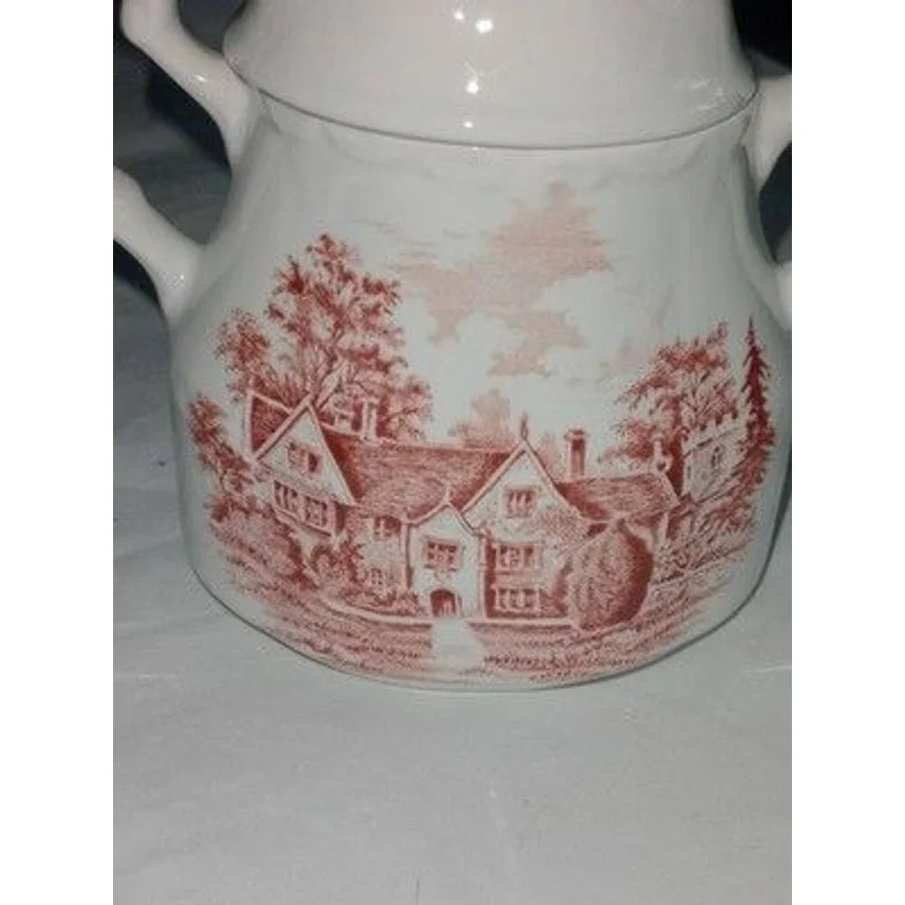 J & G Meakin Romantic England Sandford Transferware Ironstone Covered Sugar Bowl
